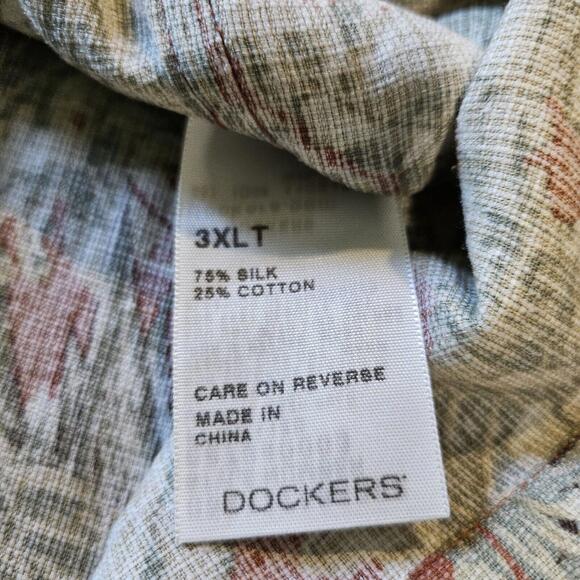 Vintage Dockers Men's Wood Button Up Floral Sail Boat Plus Size 3XL 75% Silk - Picture 7 of 9